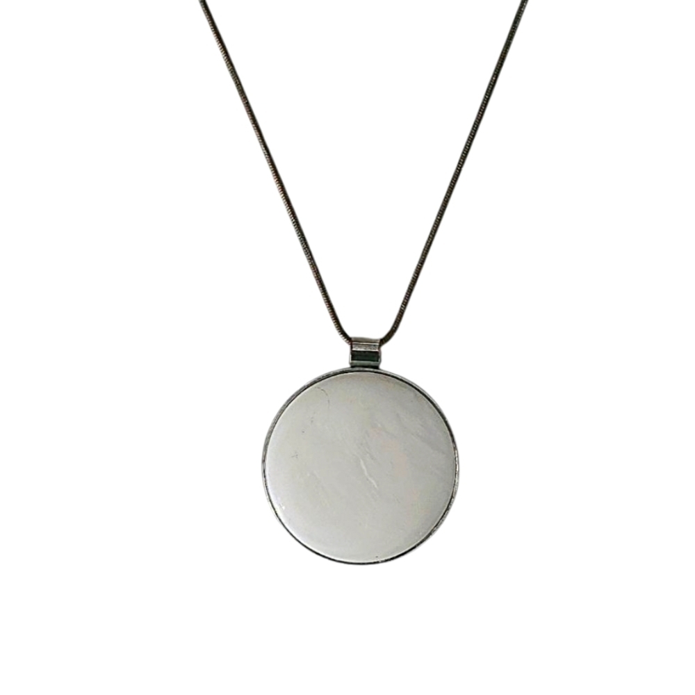 Mother of Pearl 1.5" Diameter Medallion Pendant Minimalist Necklace